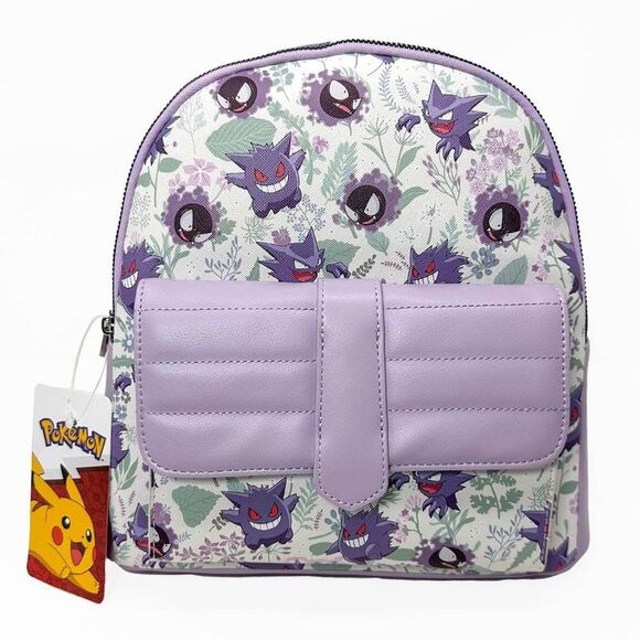 Pokemon Other - Pokemon - Pokémon Gengar Print 11" Mini Backpack Purse - Whi White/Purple